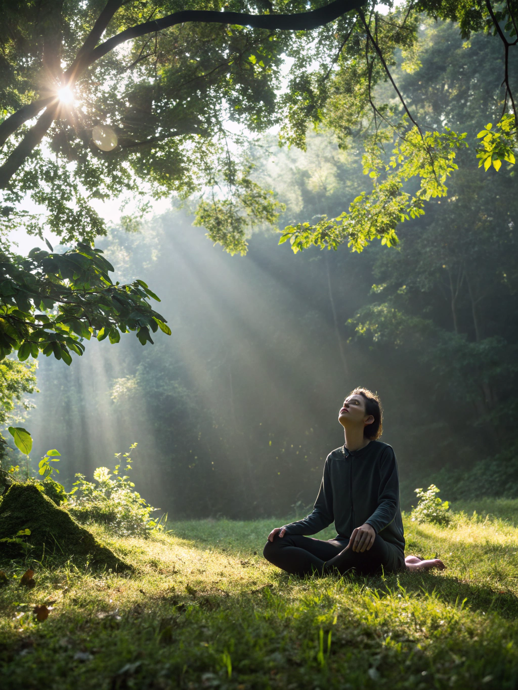 A person embodying appreciative presence in nature